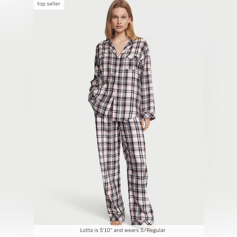 VICTORIA'S SECRET Pink Plaid Heritage Flannel Long Pajama Women’s Set XXL NWT